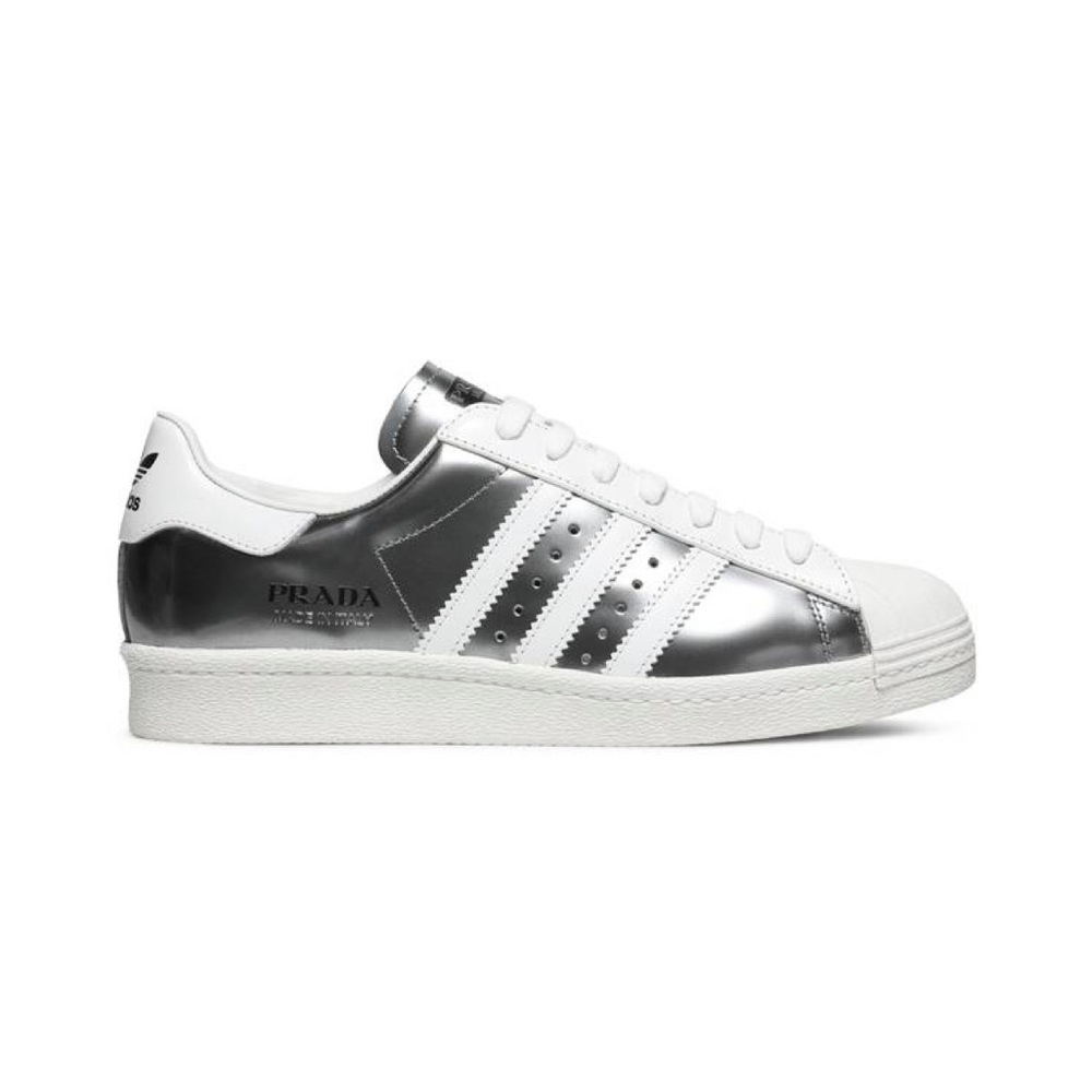 Prada x Superstar metallic silver addidas shoes